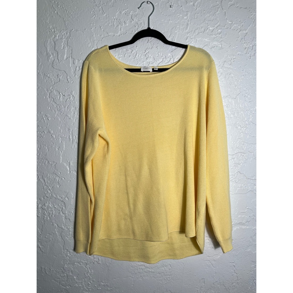 NWT Cyrus XL Yellow Waffle Knit Pullover Sweater Crew Neck Lightweight Soft